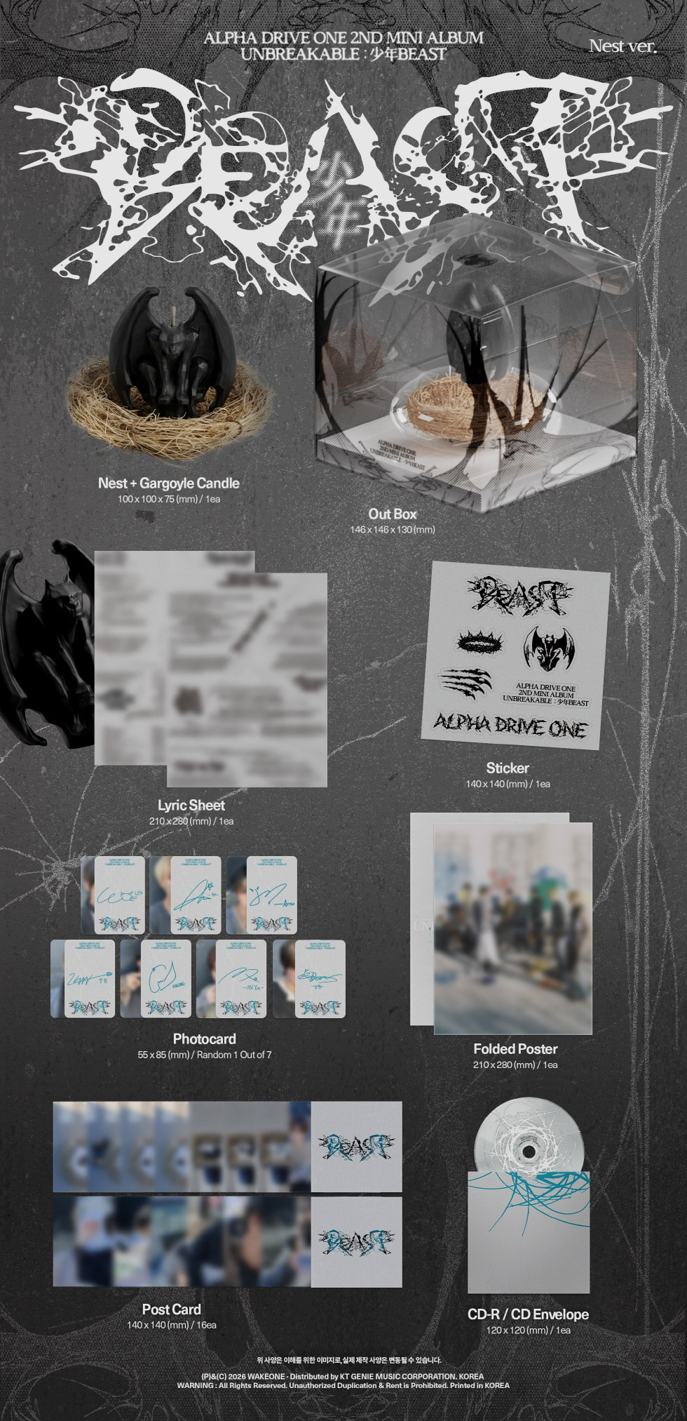 ALPHA DRIVE ONE 2nd Mini Album - UNBREAKABLE : 少年BEAST (NEST Ver