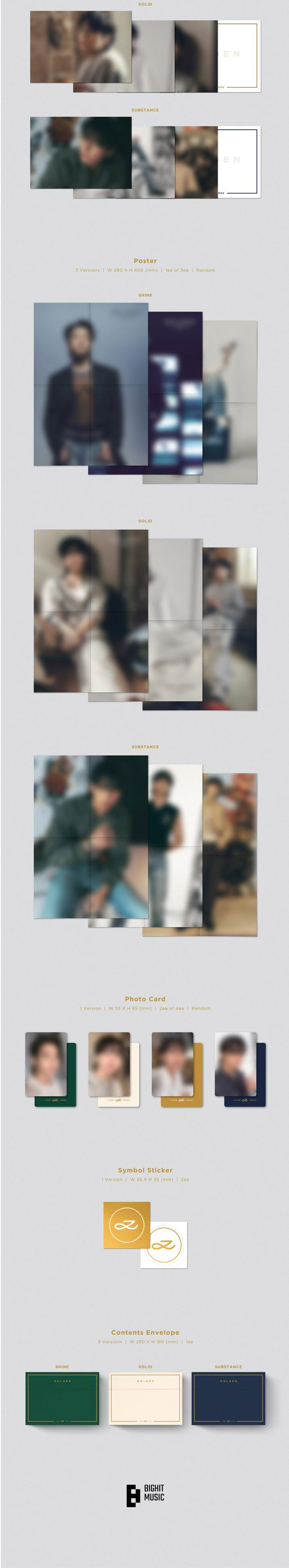 Jung Kook golden Photocards set of 3, Jungkook 1st Album, Bts