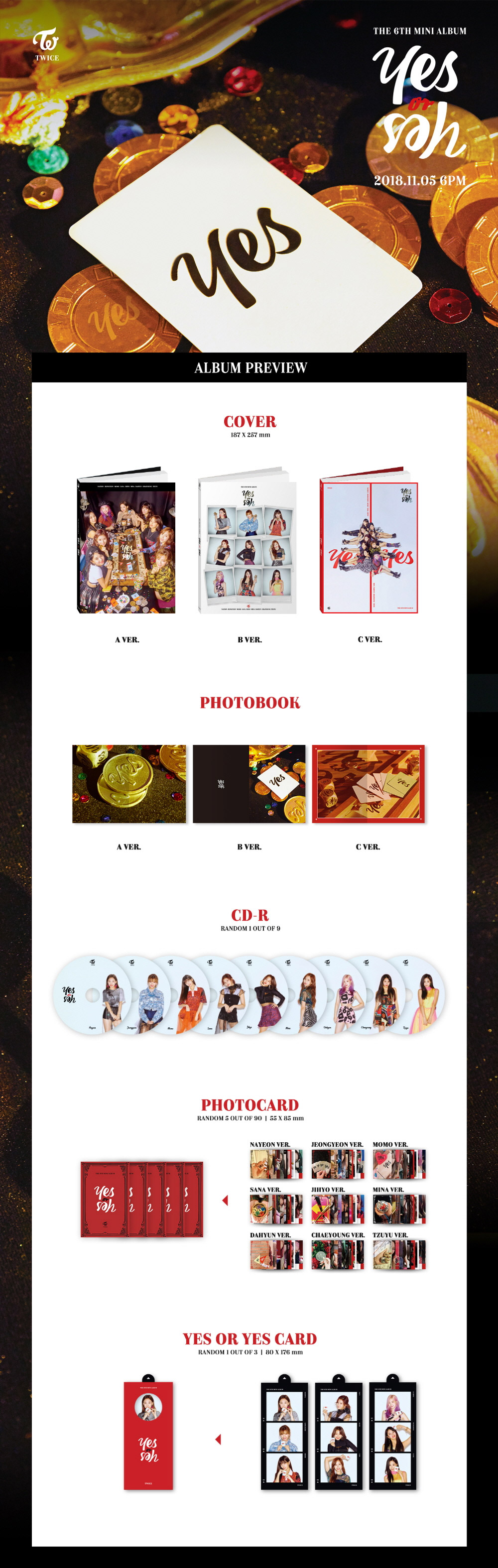 Twice 6th Mini Album Yes Or Yes Random Ver Cd Poster