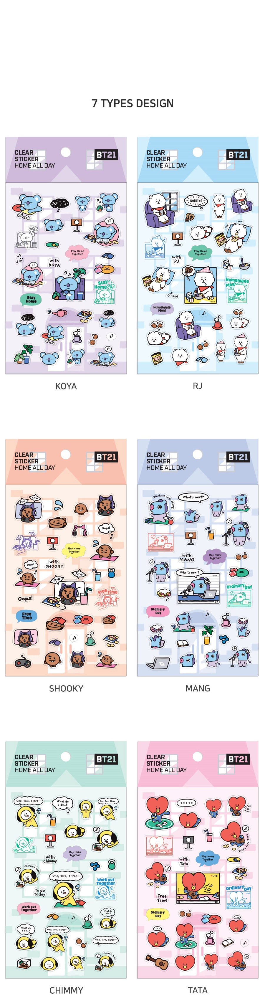 BT21 Clear Sticker Home All Day MANG